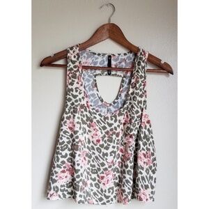 Love Culture Crop Top Cut Out Back Floral Tank